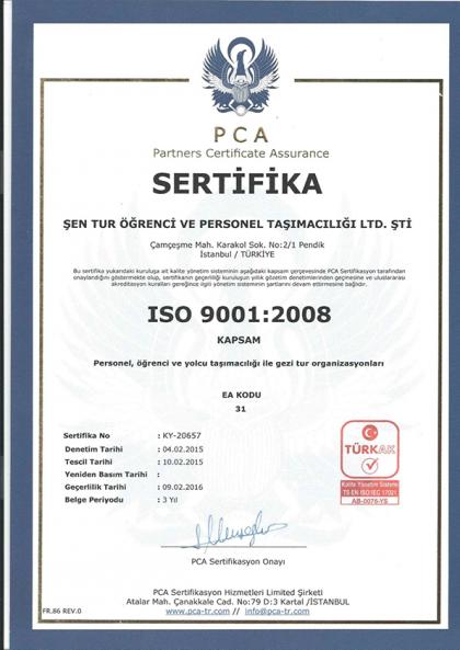 ISO 9001:2008 Kalite Belgesi